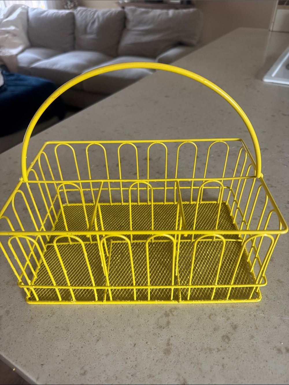 Yellow Metal Wire Basket with Handle - Home Accents